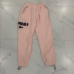 Amiri Pink Sweatpants Distressed Logo Men’s Size Large